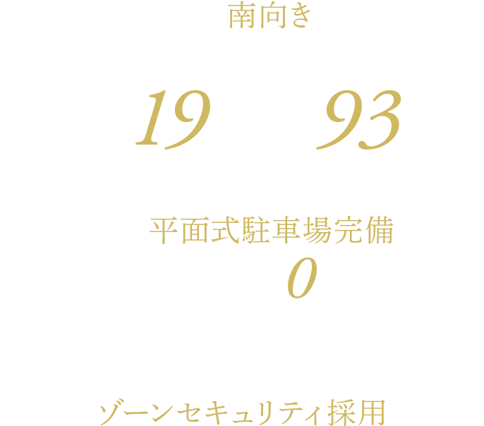 高層階19建て 全93戸 全戸平面式駐車場完備月額使用料0円〜*1 全戸南向き 確かな安心感をもたらすゾーンセキュリティ採用